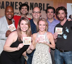 Brian d'Arcy James, Christian Borle, and Heidi Blickenstaff Sign <em>Something Rotten!</em> CDs