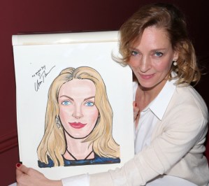 Uma Thurman, Phillipa Soo, and <em>Parisian Woman</em> Cast Receive Sardi's Portraits