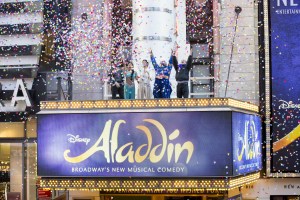 <em>Aladdin</em> Stars Test Out Some New Year's Eve Confetti at the New Amsterdam Theatre