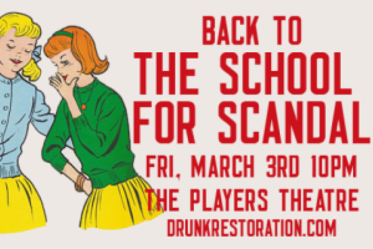 drunk restoration comedy the school for scandal logo 64760
