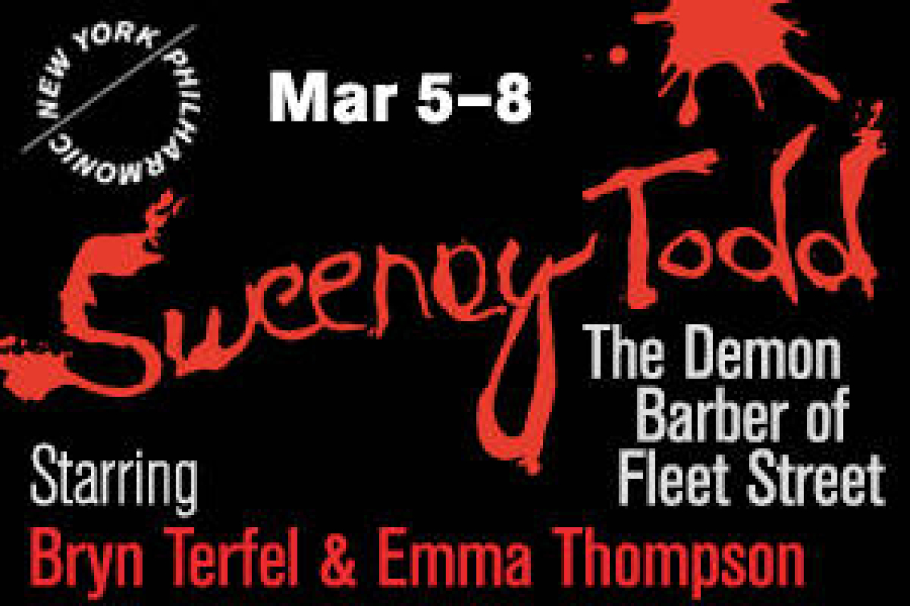 new york philharmonic presents sweeney todd the demon barber of fleet street a musical thriller logo Broadway shows and tickets