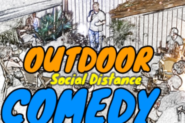 outdoor social distance comedy show logo 92351