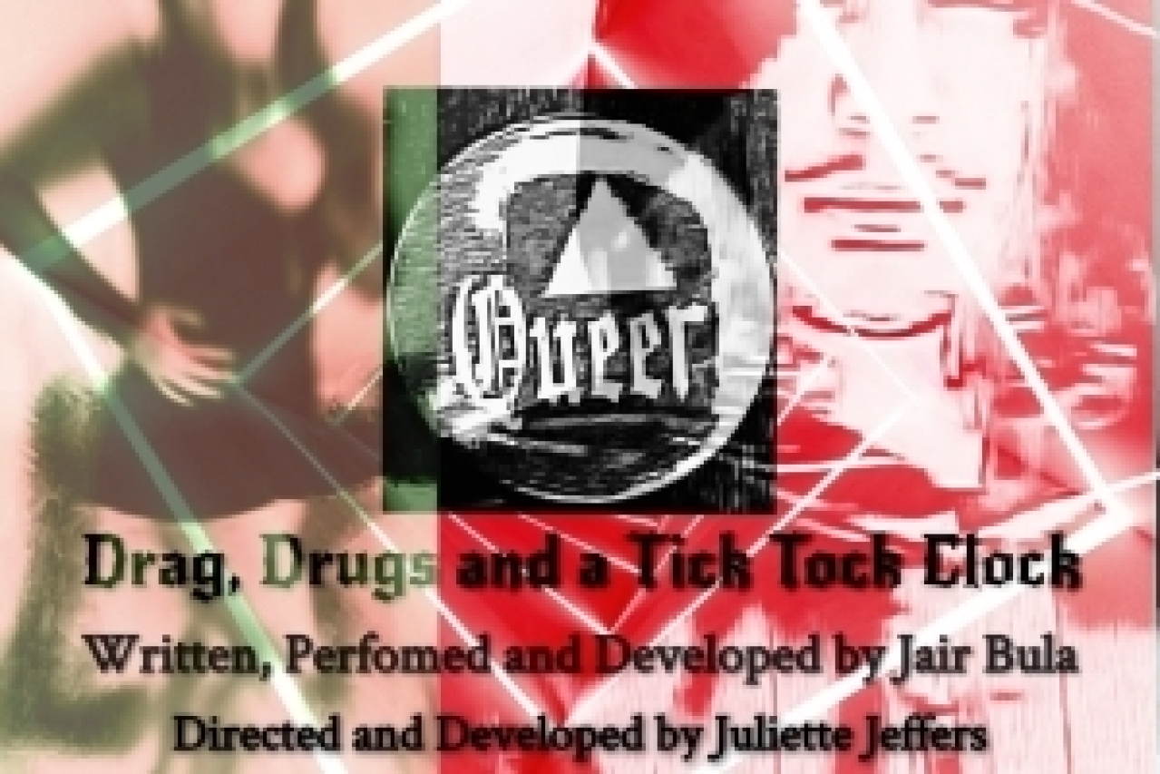 queer drag drugs and a tick tock clock logo 93727