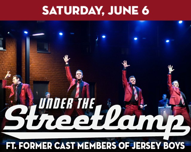 under the streetlamp with cast members of jersey boys more logo 91238