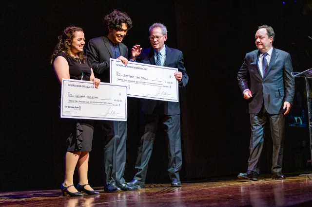 2023 Jimmy Award Winners check presentation photo by Tricia Baron