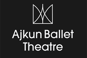 Event Logo: Ajkun Ballet Theatre Logo and Text Square Black