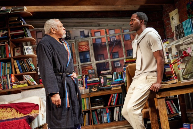 Ron Canada as Cyrus Holt and Garrett Turner as Leo Holt in Pay the Writer, directed by Karen Carpenter, photographed by Jeremy Daniel