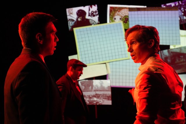 Evan Maltby, Jeff Gonzalez, and Ben Schrager in The Tank's 2024 production of THREE SCENES IN THE LIFE OF A TROTSKYIST   Photo by Nick Dove