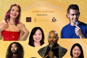 Event Logo: 1SMPlayhouse GOLDEN LAUGHS COMEDY logo 300x200