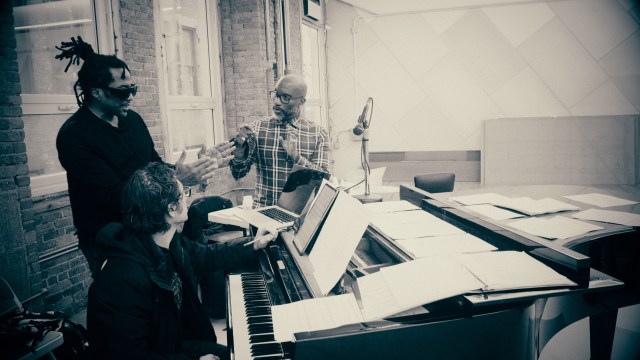 Teddy Abrams (composer), Q-Tip (music producer, co-lyricist), and Clint Dyer (director, book writer) (© Tal Yarden)