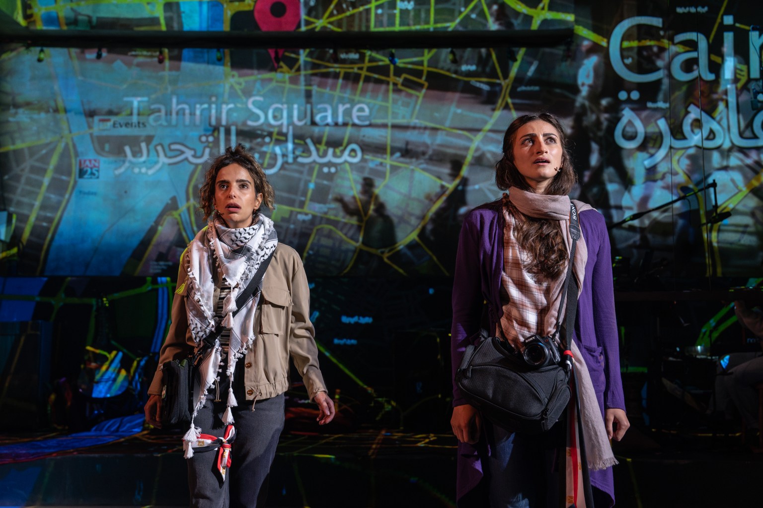 Rotana Tarabzouni & Nadina Hassan in WE LIVE IN CAIRO at New York Theatre Workshop, Photo by Joan Marcus