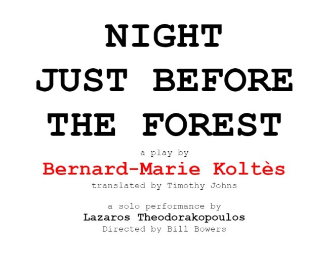 Event Logo: Lazaros Theodorakopoulos Poster of NIGHT JUST BEFORE THE FOREST