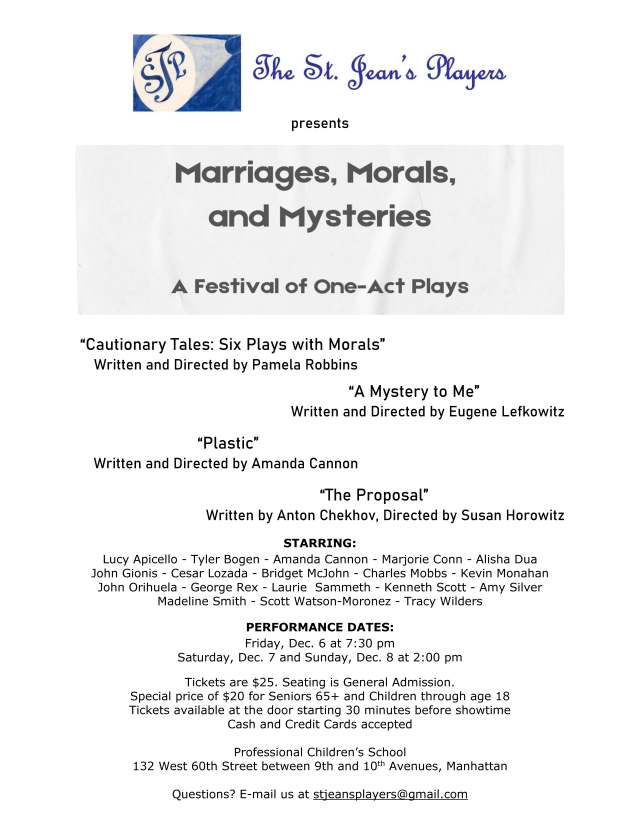 Event Logo: One Acts Festival 2024 flyer with graphic updated jpeg