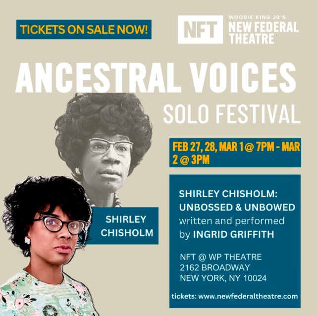 Event Logo: Unbossed Unbowed New Federal Theatre Ancestral Voices Solo Festival
