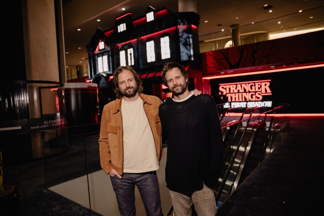 The Duffer brothers attend the first preview of <i>Stranger Things: The First Shadow</i> (© Andy Henderson)