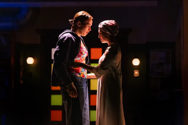Tommy Dorfman and Tedra Millan in New York Theatre Workshop's BECOMING EVE, photo by Matthew Murphy