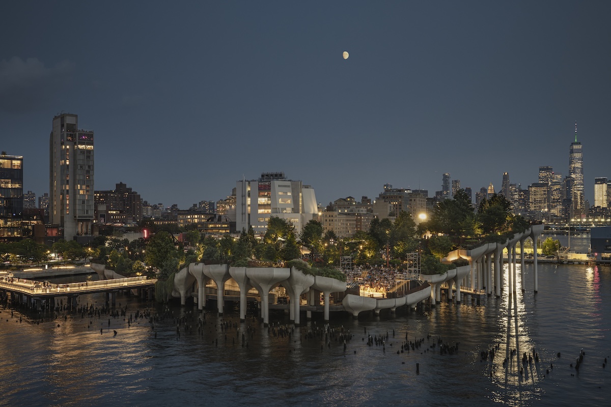 Aerial shots at night taken from Pier57
