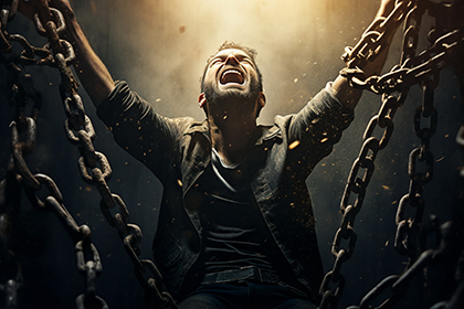 screaming man broke chains