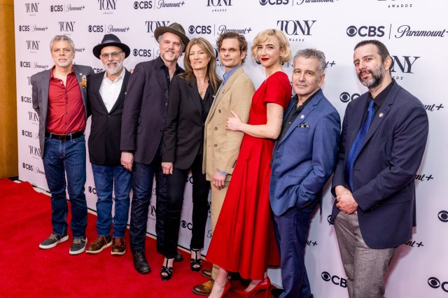 David Yazbek (second from left) and the other Tony nominees of <i>Dead Outlaw</i> (© Tricia Baron)