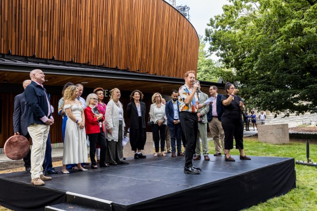 Jesse Tyler Ferguson at the Delacorte ribbon-cutting ceremony