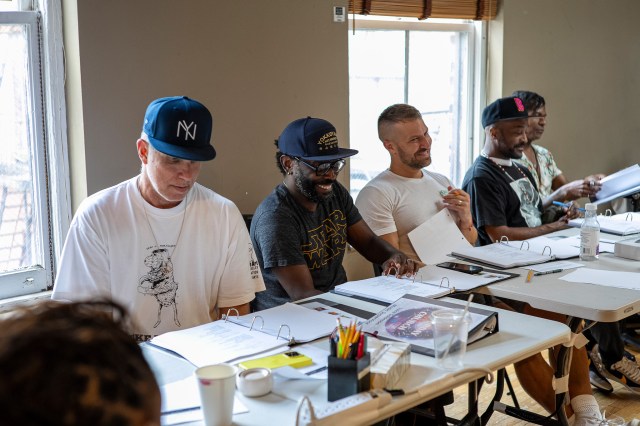 Luke Solomon, James Ijames, Damon Cardasis and Darrell Grand Moultrie at SATURDAY CHURCH First Rehearsal credit Marcus Middleton