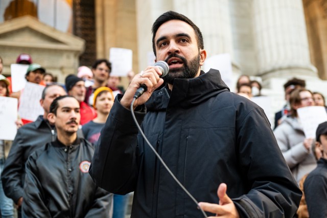 Zohran Mamdani at the Resist Fascism Rally in Bryant Park on Oct 27th 2024 49960d
