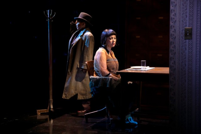 Daphne Rubin-Vega and Jennifer Tilly in <i>The Adding Machine</i> at the New Group (© Monique Carboni) Daphne Rubin-Vega and Jennifer Tilly in <i>The Adding Machine</i> at the New Group (© Monique Carboni)
