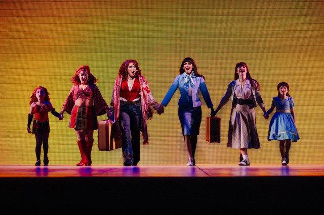 BeachesANewMusical #77 From L to R Samantha Schwartz, Bailey Ryon, Jessica Vosk, Kelli Barrett, Emma Ogea and Zeya Grace as Cee and Bertie. Credit to Marc J. Franklin