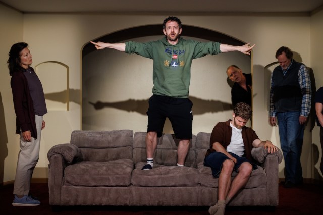 Jennifer Van Dyck, Ethan Dubin, Brendan George, Bruce McKenzie and Andrew Garman in Clubbed Thumb's THE FAMILY DOG, photo by Maria Baranova
