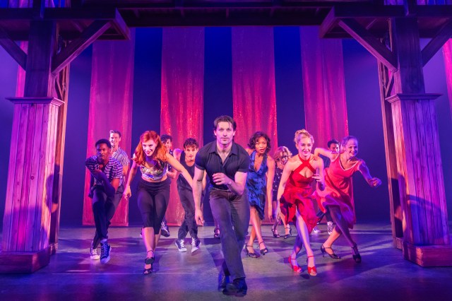 Blake Zelesnikar as Johnny Castle and the <i>Dirty Dancing: The Musical</i> company (© Matthew Murphy) Blake Zelesnikar as Johnny Castle and the <i>Dirty Dancing: The Musical</i> company (© Matthew Murphy)