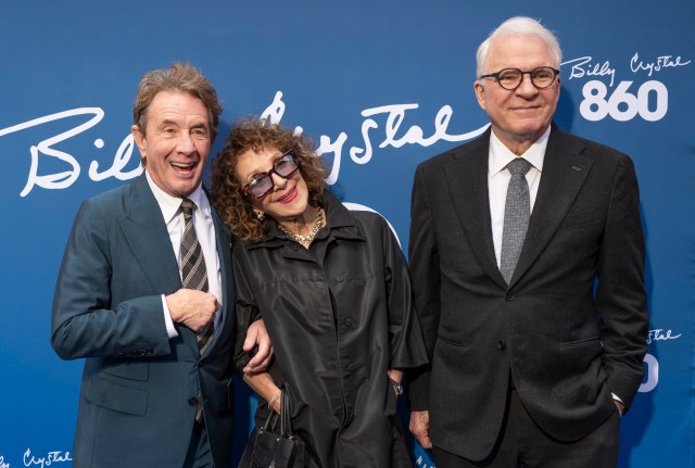 Martin Short, Andrea Martin, and Steve Martin at the opening night of Billy Crystal's <i>860</i> (© Eric Acquaye)
